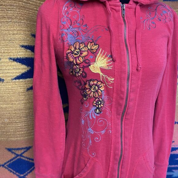 Buffalo by David Bitton Red Zip Up Hooded Sweater. Embroidered. Size Large. Y2K. - Picture 12 of 16